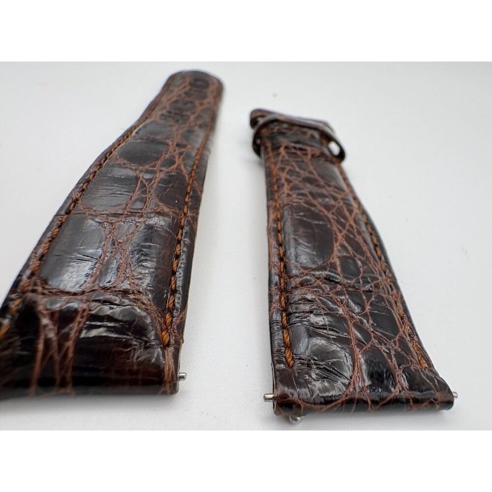 Nicolet 1886 Genuine Crocodile Watch Strap - Brown Leather Quick-Release